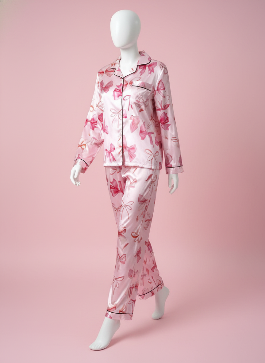Pyjama en satin rose