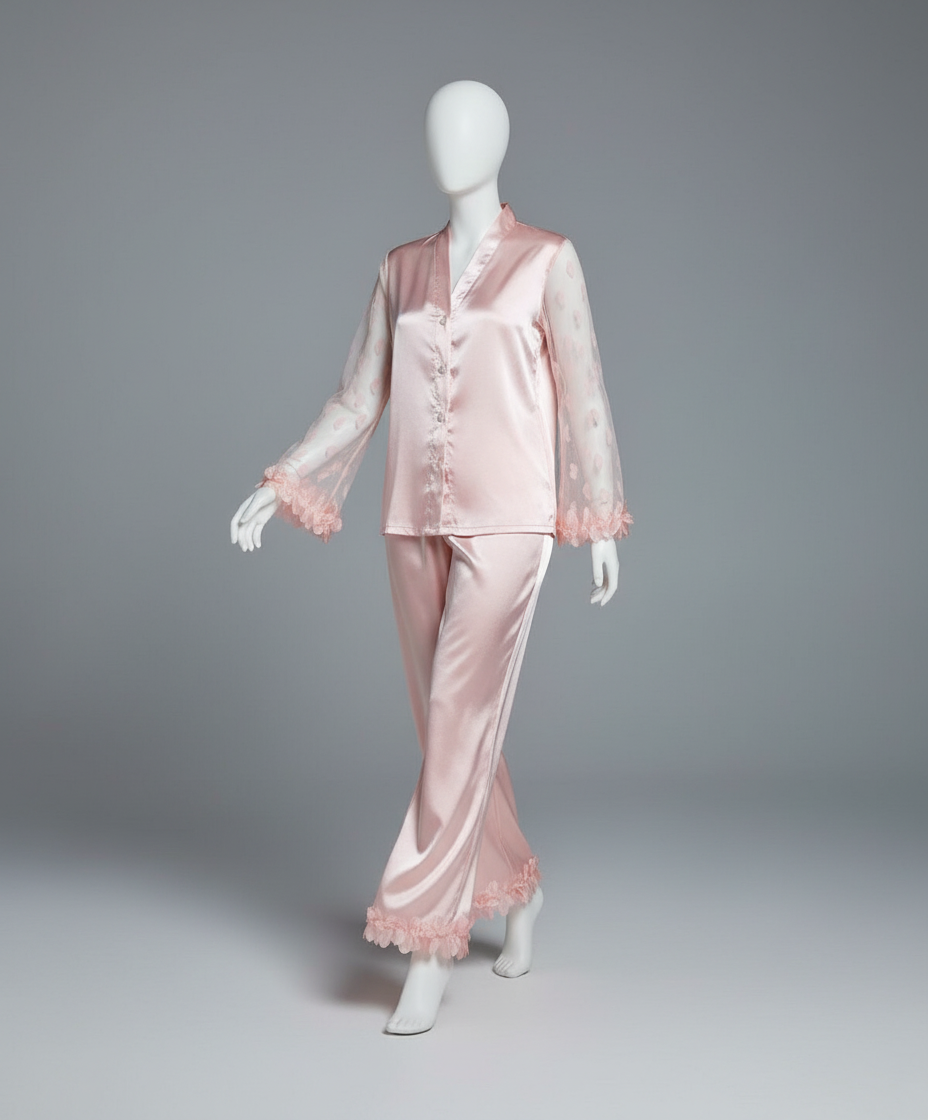 Pyjama glamour satiné en dentelle