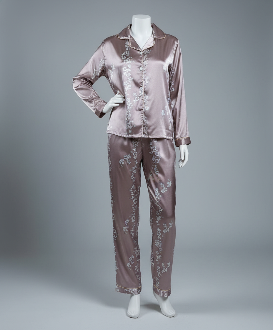Pyjama satiné à fleure