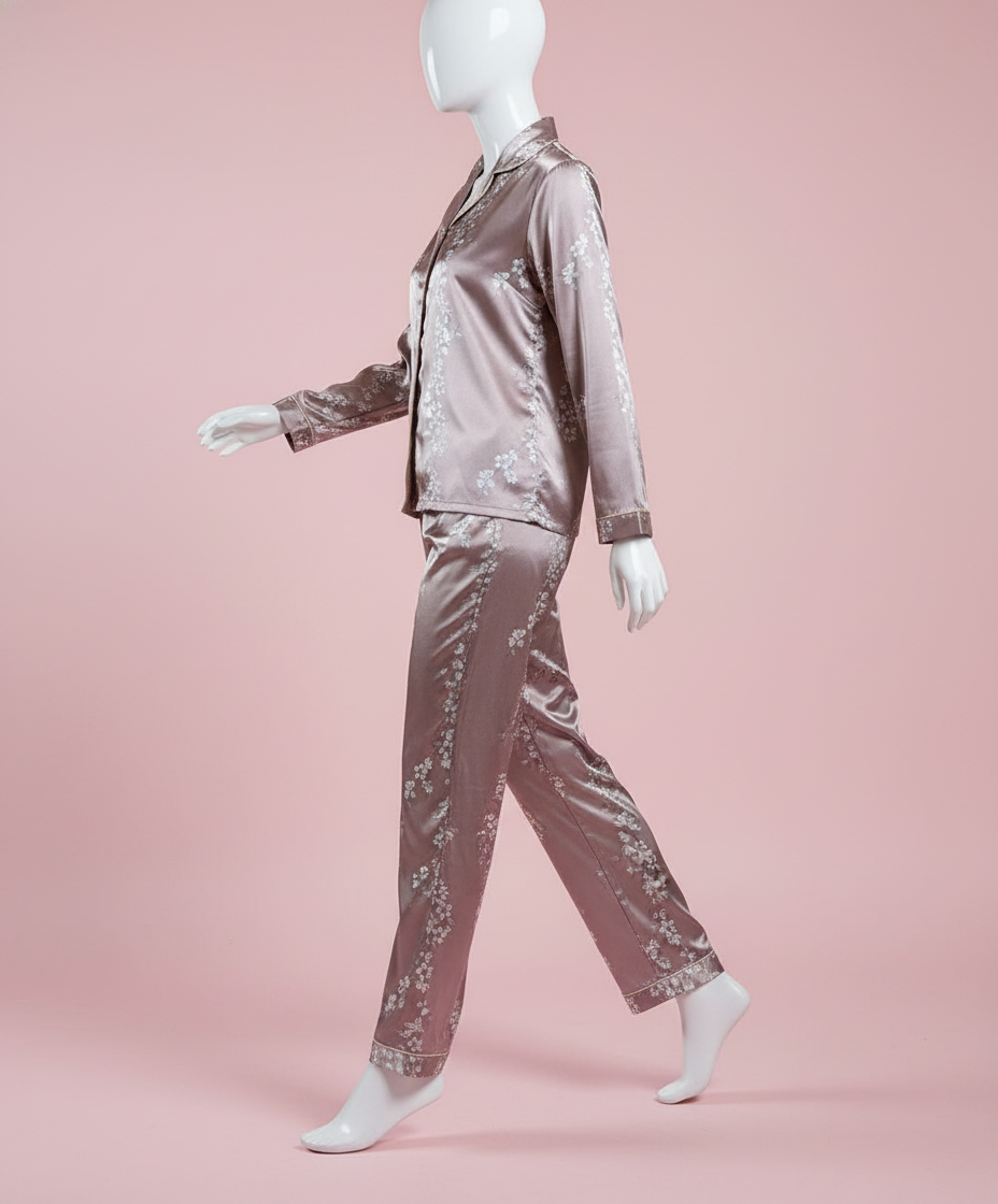 Pyjama satiné à fleure